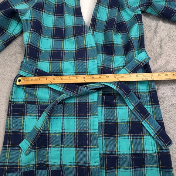 Lands End Serious Sweats Hooded Plaid Robe Belted Cozy Loungewear Size S - Picture 10 of 14